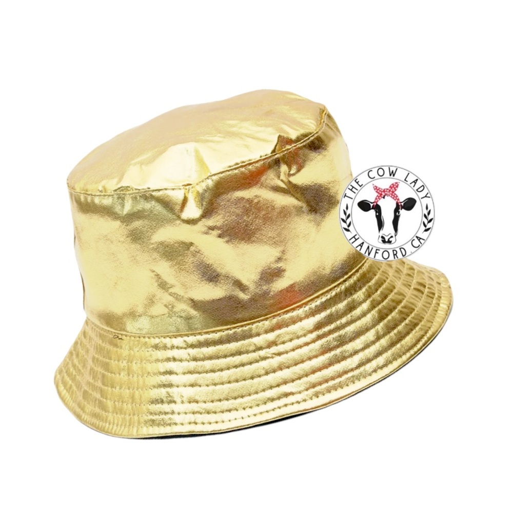 Metallic GOLD Bucket Hat Shiny New Years Holiday Fisherman Cap NWT Panama NEW